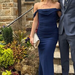 Elegant Blue Off-Shoulder Gown